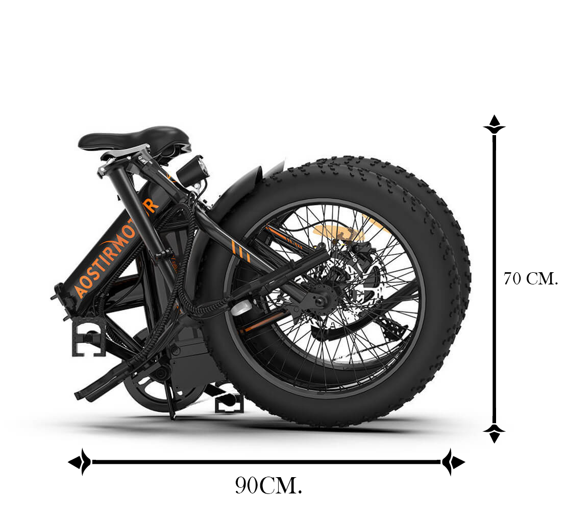Aostirmotor A20 Folding Fat Tire 500W 36V Electric Bike Folded Size
