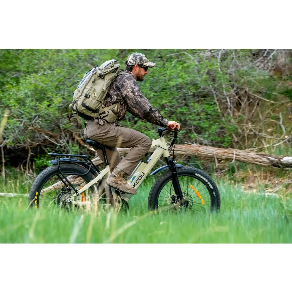 Bakcou Flatlander 750W 48V Fat Tire Electric Hunting Bike tan woods