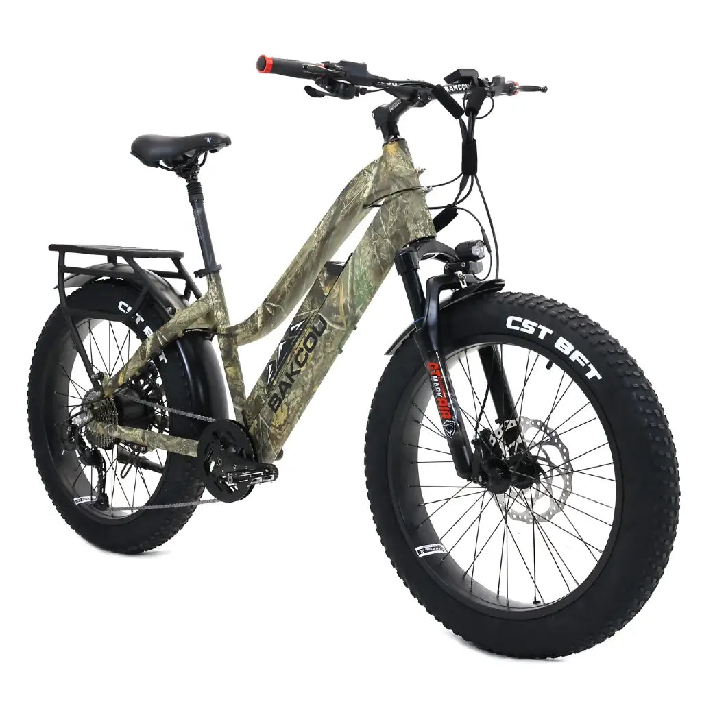 Bakcou Flatlander Step through (ST) 24&quot; 750W 48V Fat Tire Electric Hunting Bike realtree right slant