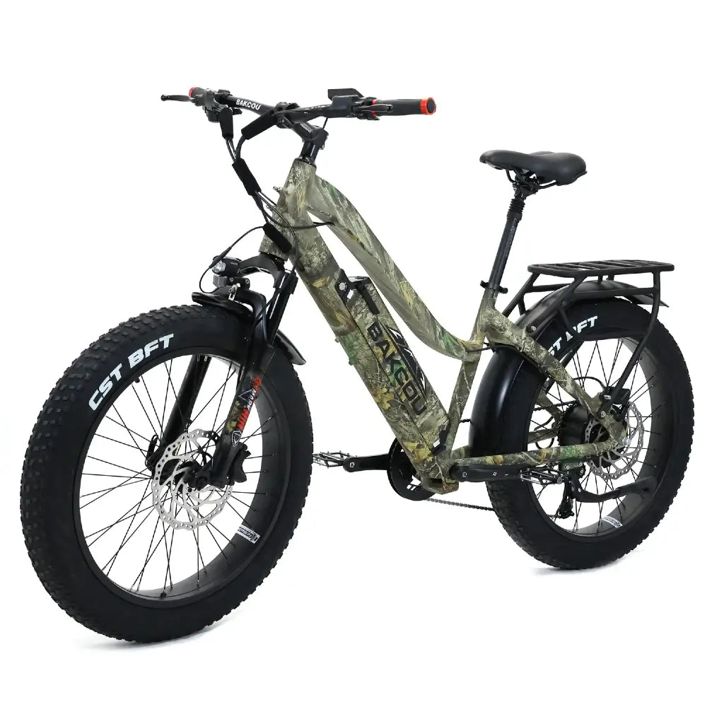 Bakcou Flatlander Step through (ST) 24&quot; 750W 48V Fat Tire Electric Hunting Bike realtree left slant