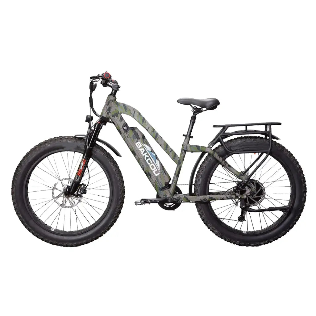 Bakcou Flatlander Step through (ST) 24&quot; 750W 48V Fat Tire Electric Hunting Bike verde left side