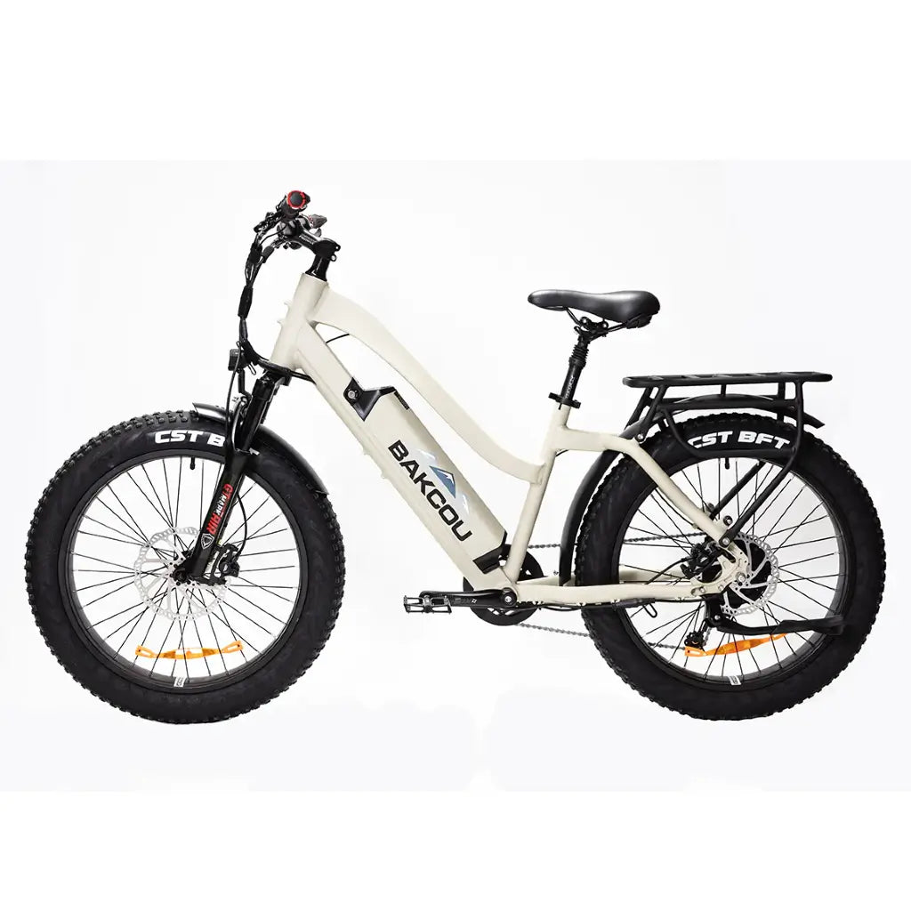 Bakcou Flatlander Step through (ST) 24&quot; 750W 48V Fat Tire Electric Hunting Bike tan left side