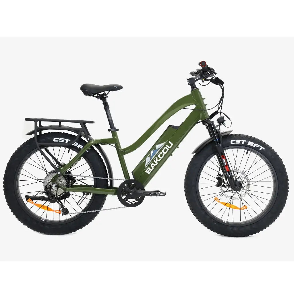 Bakcou Flatlander Step through (ST) 24&quot; 750W 48V Fat Tire Electric Hunting Bike green right side
