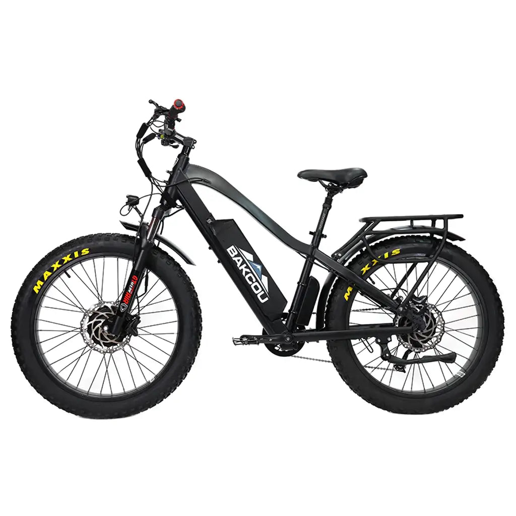 Bakcou Kodiak AWD 500W 48V 25ah Fat Tire Electric Hunting Bike black left side
