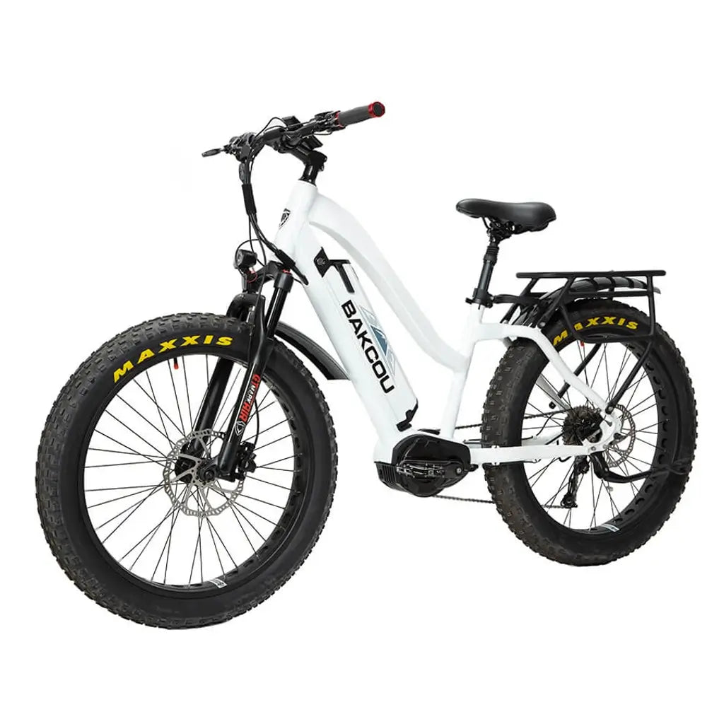 Bakcou Mule Step Through (ST) 26&quot; Fat Tire Electric Hunting Bike white right slant