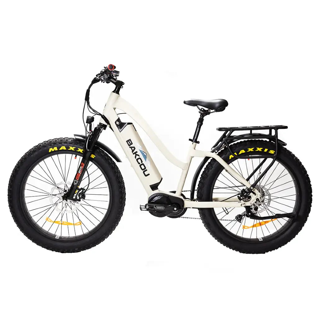 Bakcou Mule Step Through (ST) 26&quot; Fat Tire Electric Hunting Bike white left side