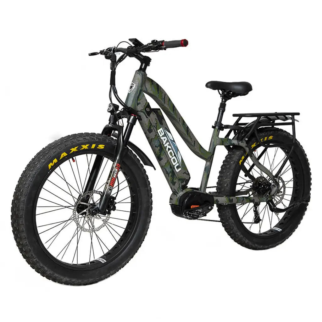 Bakcou Mule Step Through (ST) 26&quot; Fat Tire Electric Hunting Bike verde left slant