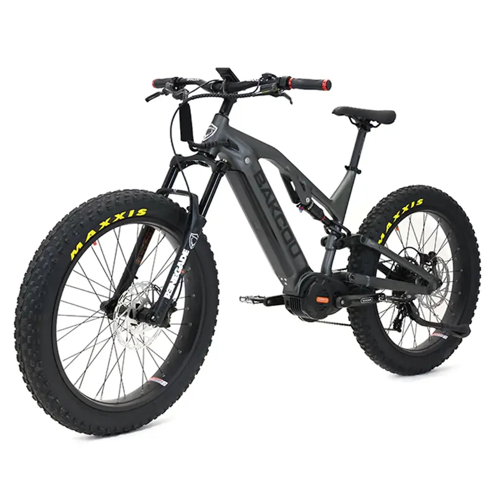 Bakcou Scout Full Suspension Fat Tire Electric Bike charcoal left slant
