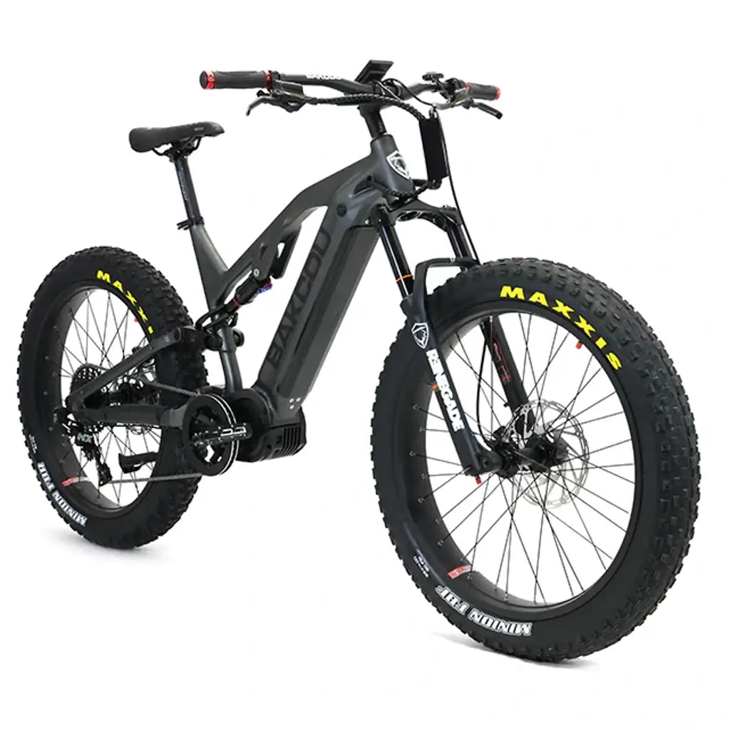 Bakcou Scout Full Suspension Fat Tire Electric Bike charcoal right slant