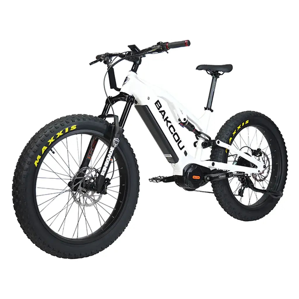 Bakcou Scout Full Suspension Fat Tire Electric Bike white left slant