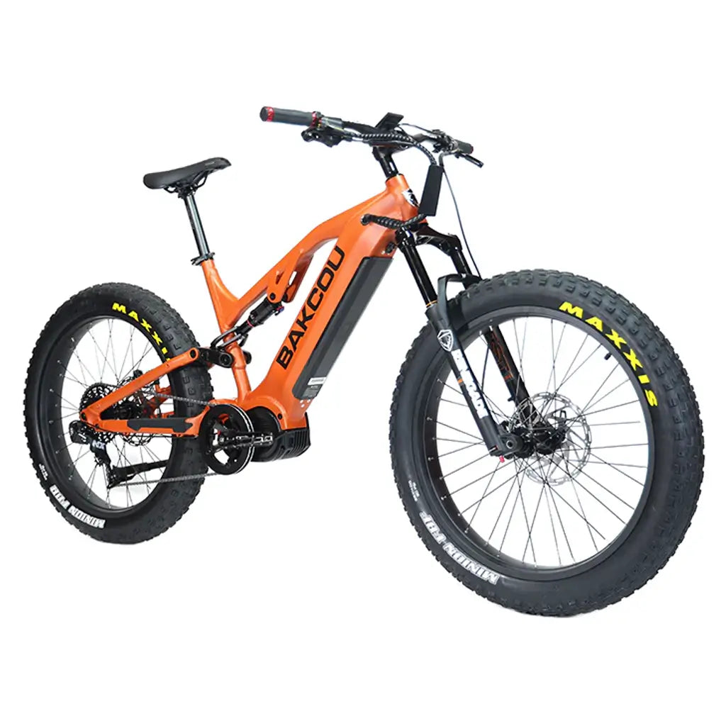 Bakcou Scout Full Suspension Fat Tire Electric Bike orange right slant