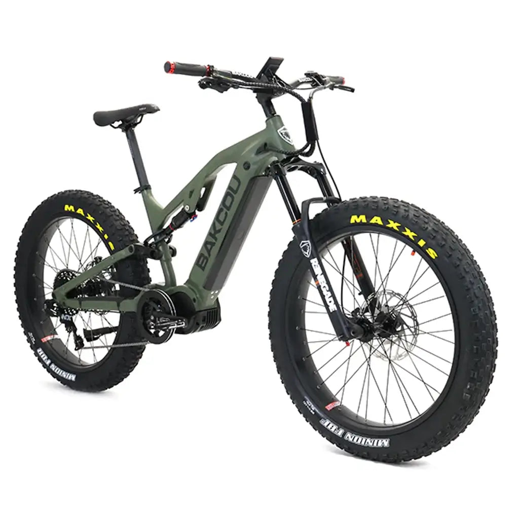 Bakcou Scout Full Suspension Fat Tire Electric Bike green right slant