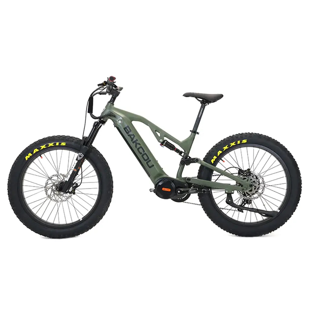 Bakcou Scout Full Suspension Fat Tire Electric Bike green left side
