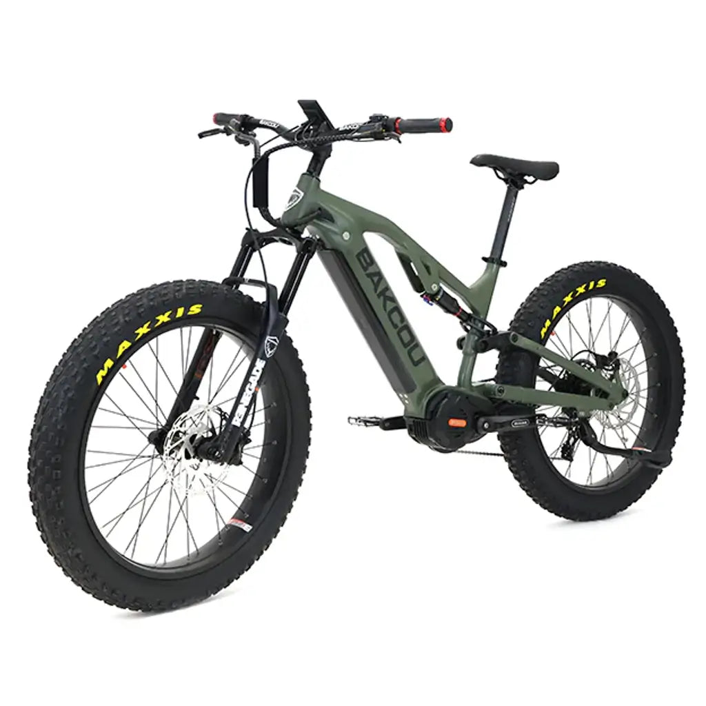 Bakcou Scout Full Suspension Fat Tire Electric Bike green left slant