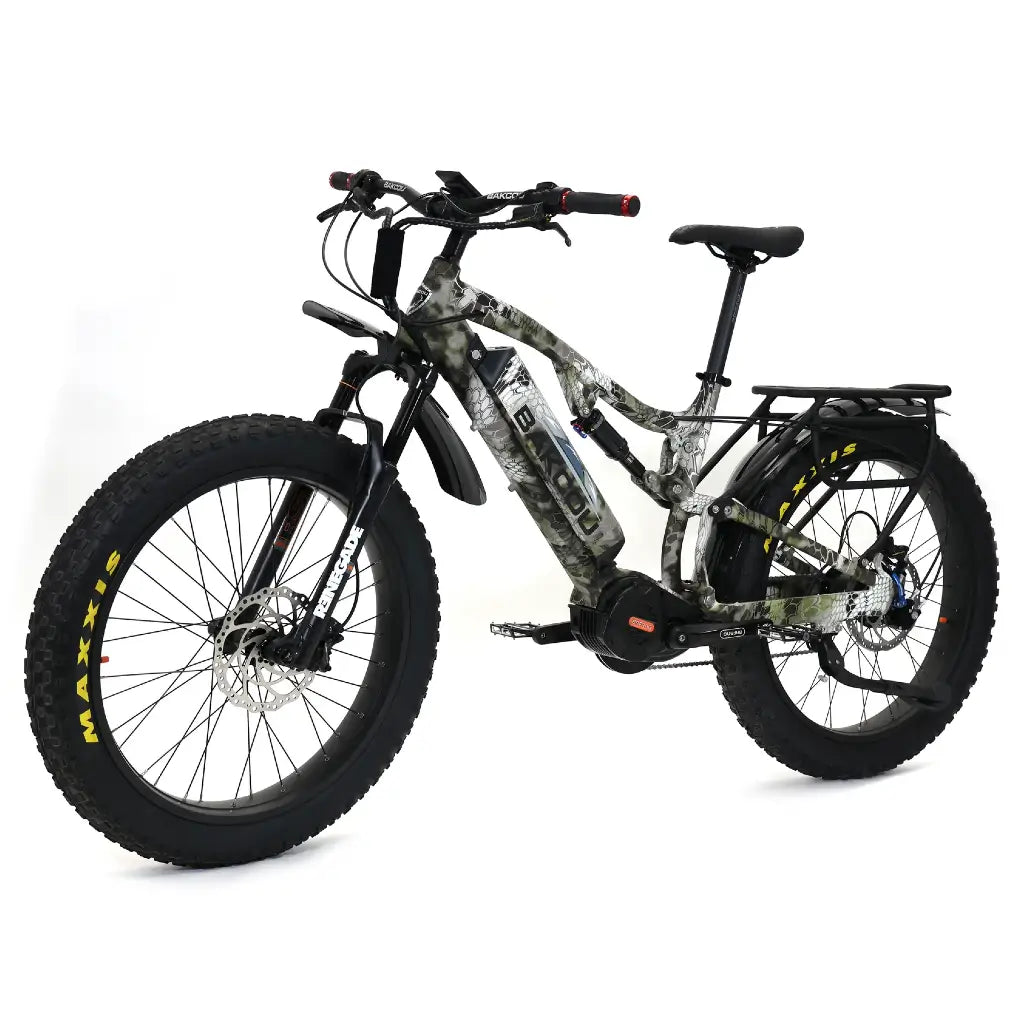 Bakcou Storm Jäger Full Suspension Fat Tire Electric Bike kryptek left slant