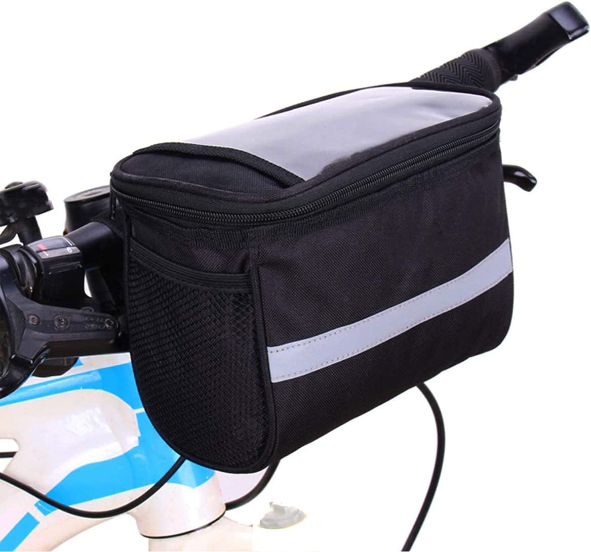 Bike Handlebar Front Storage Pouch Bag With Mesh Pockets