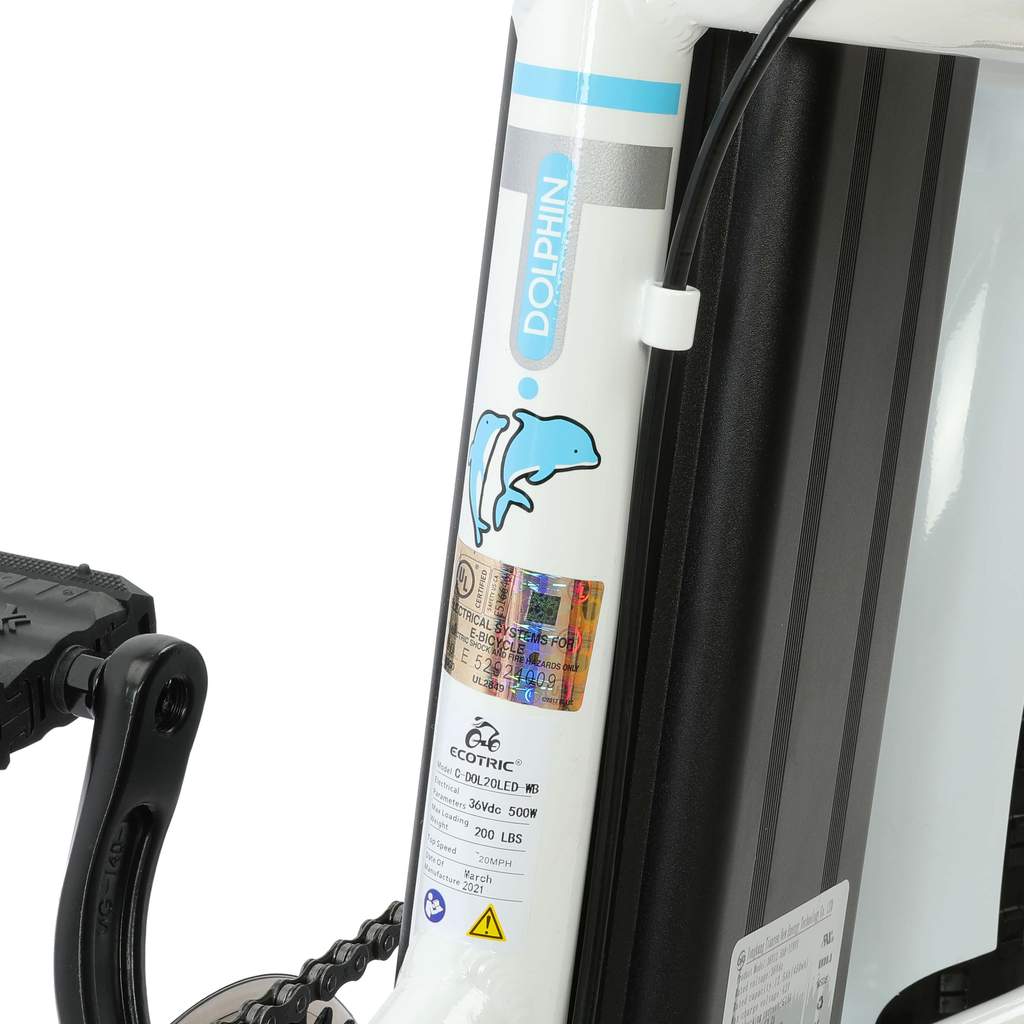 UL Certified - Ecotric Dolphin 36V 500W Portable Folding Fat Tire Electric Bike