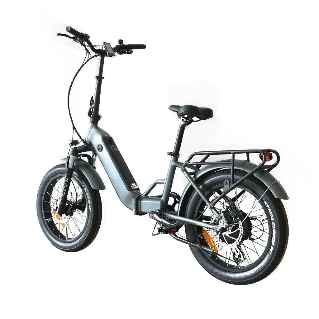 Coastal Cruiser 750W 48V Fat Tire Step-Thru Foldin Electric Bike Gray Slant Rear