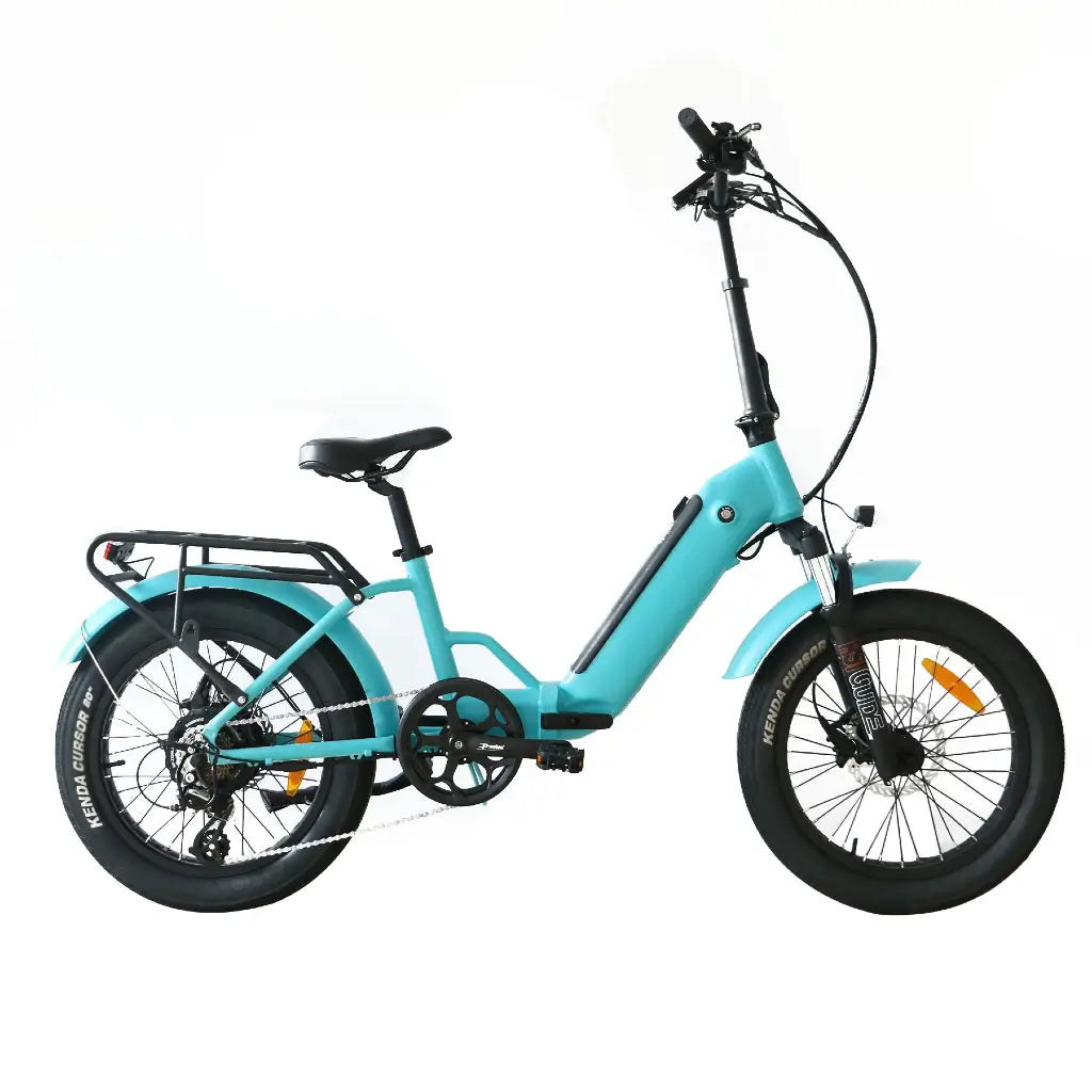 Coastal Cruiser 750W 48V Fat Tire Step-Thru Foldin Electric Bike Blue Right Side