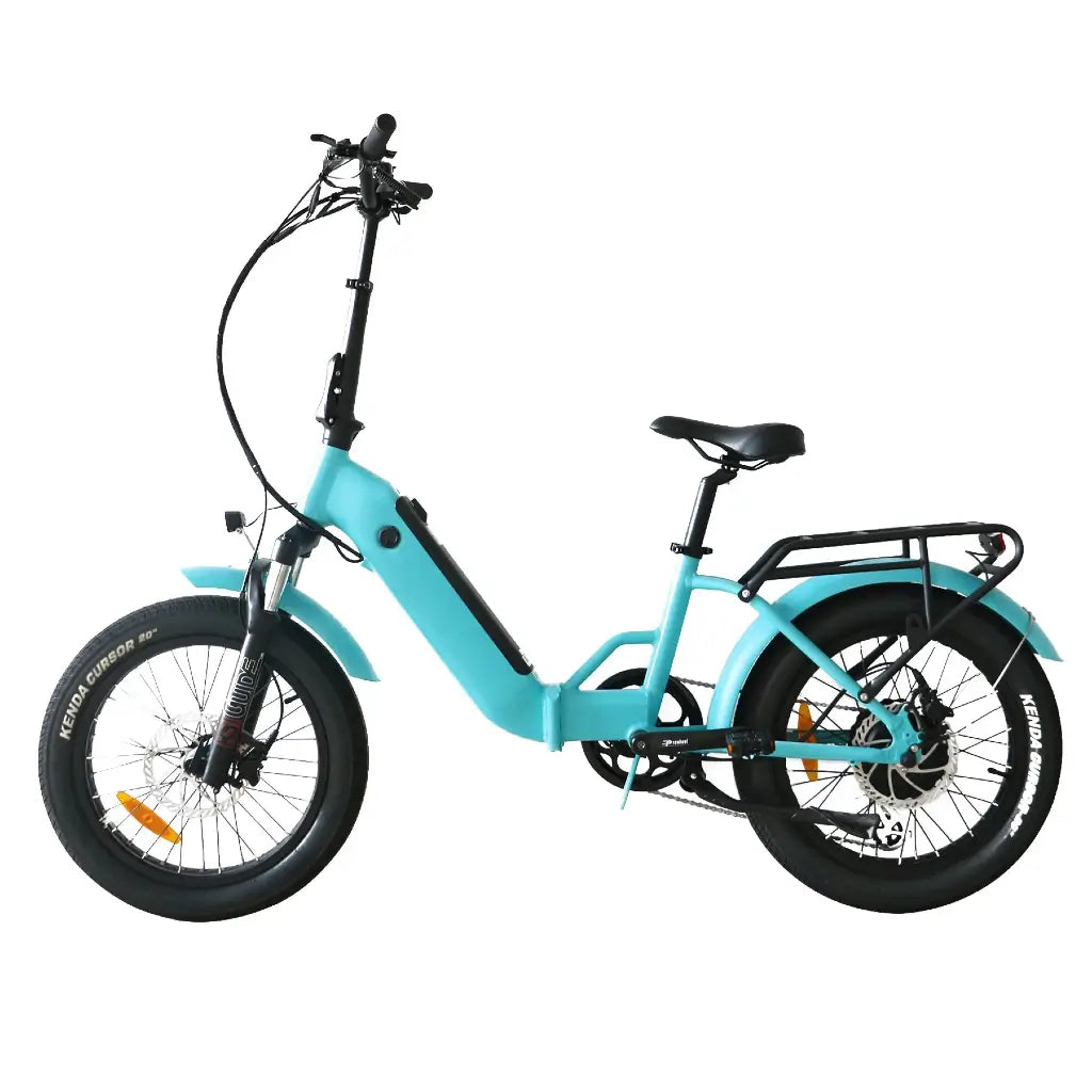 Coastal Cruiser 750W 48V Fat Tire Step-Thru Foldin Electric Bike Blue Left Side