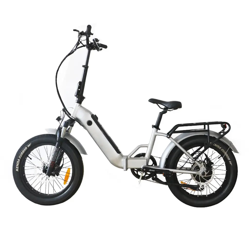 Coastal Cruiser 750W 48V Fat Tire Step-Thru Foldin Electric Bike Silver Left Side