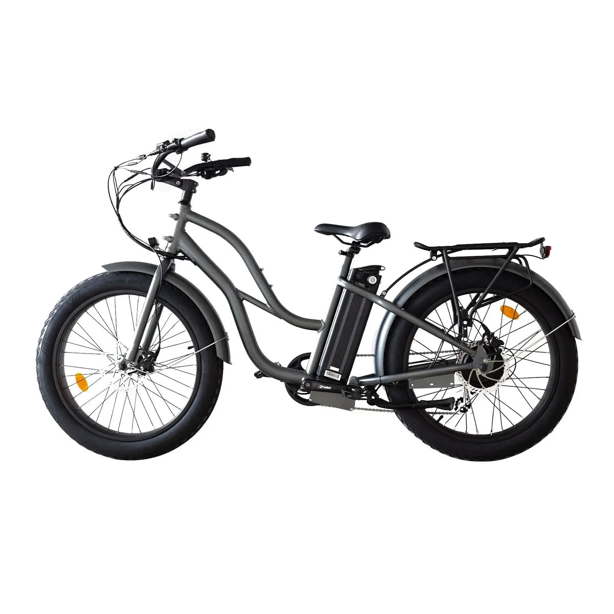 Coastal Cruiser Beach Cruiser 750W 52V 24x3 Step-Thru Electric Bike Gray Left Side