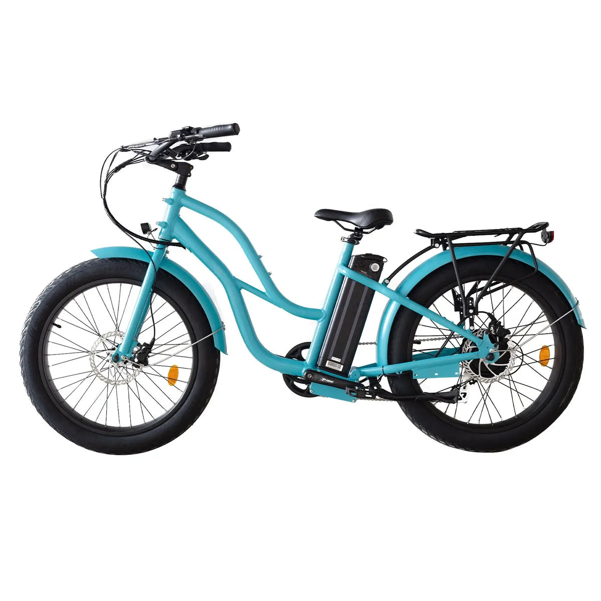 Coastal Cruiser Beach Cruiser 750W 52V 24x3 Step-Thru Electric Bike Blue Left Side