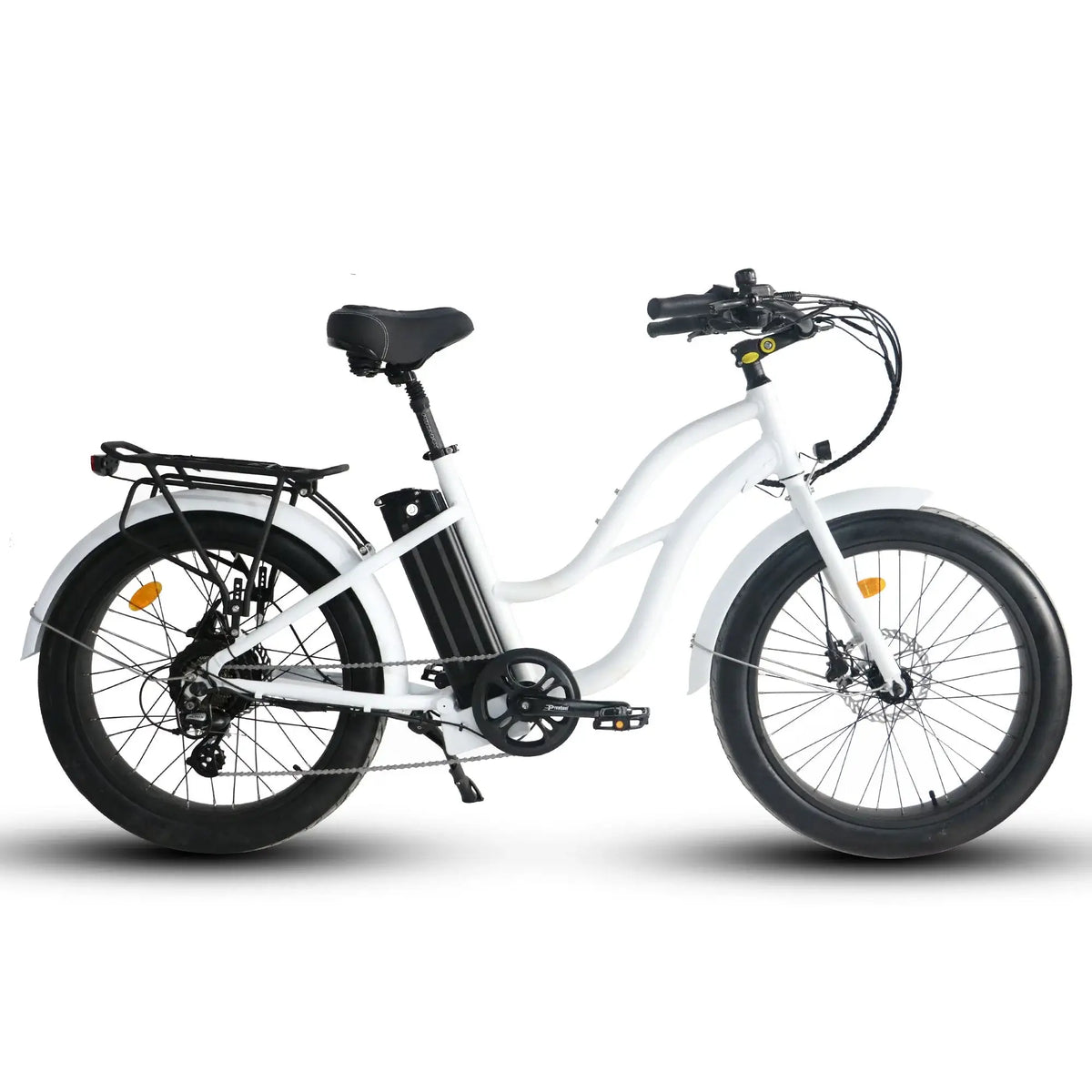 Coastal Cruiser Beach Cruiser 750W 52V 24x3 Step-Thru Electric Bike White Right Side