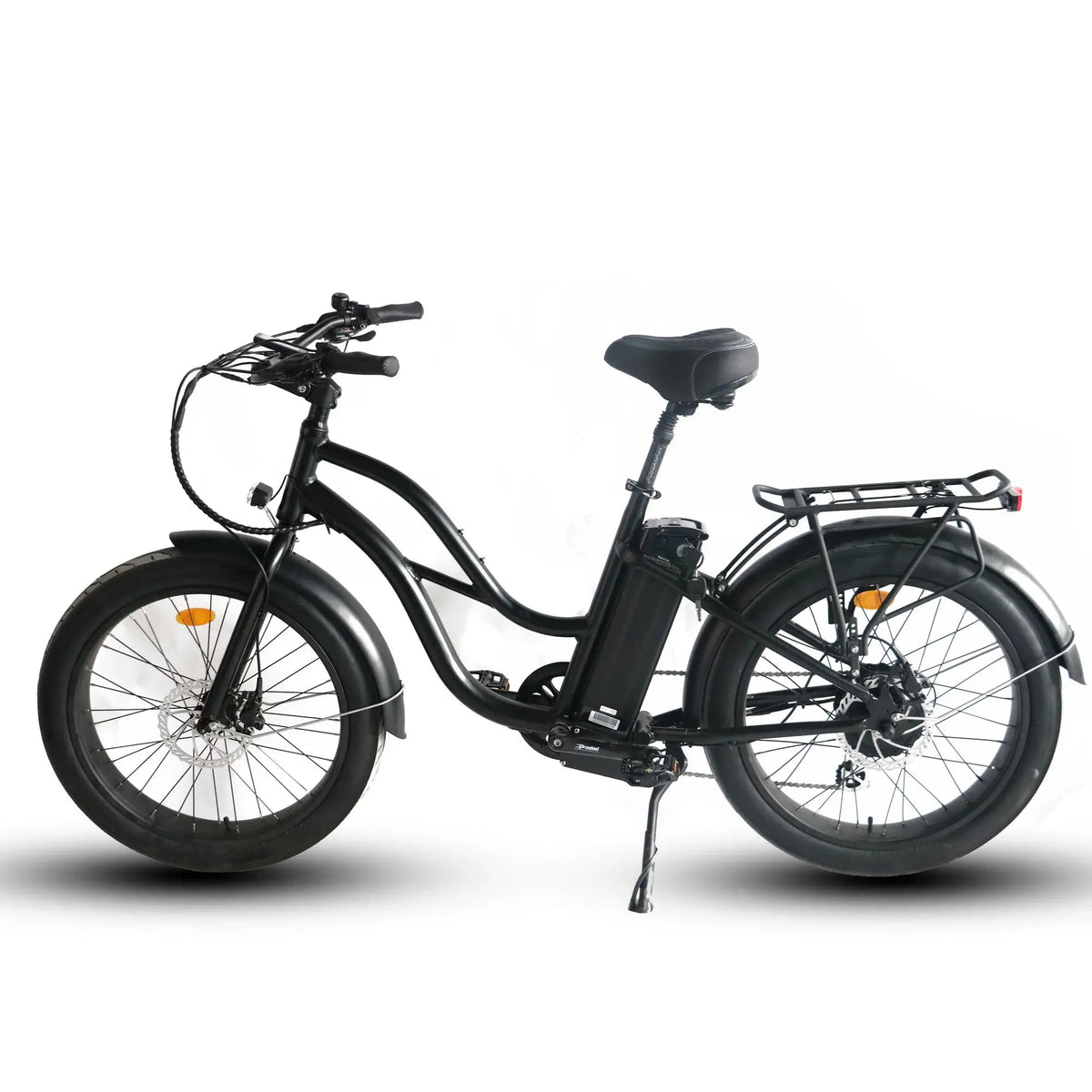 Coastal Cruiser Beach Cruiser 750W 52V 24x3 Step-Thru Electric Bike Black Left Side
