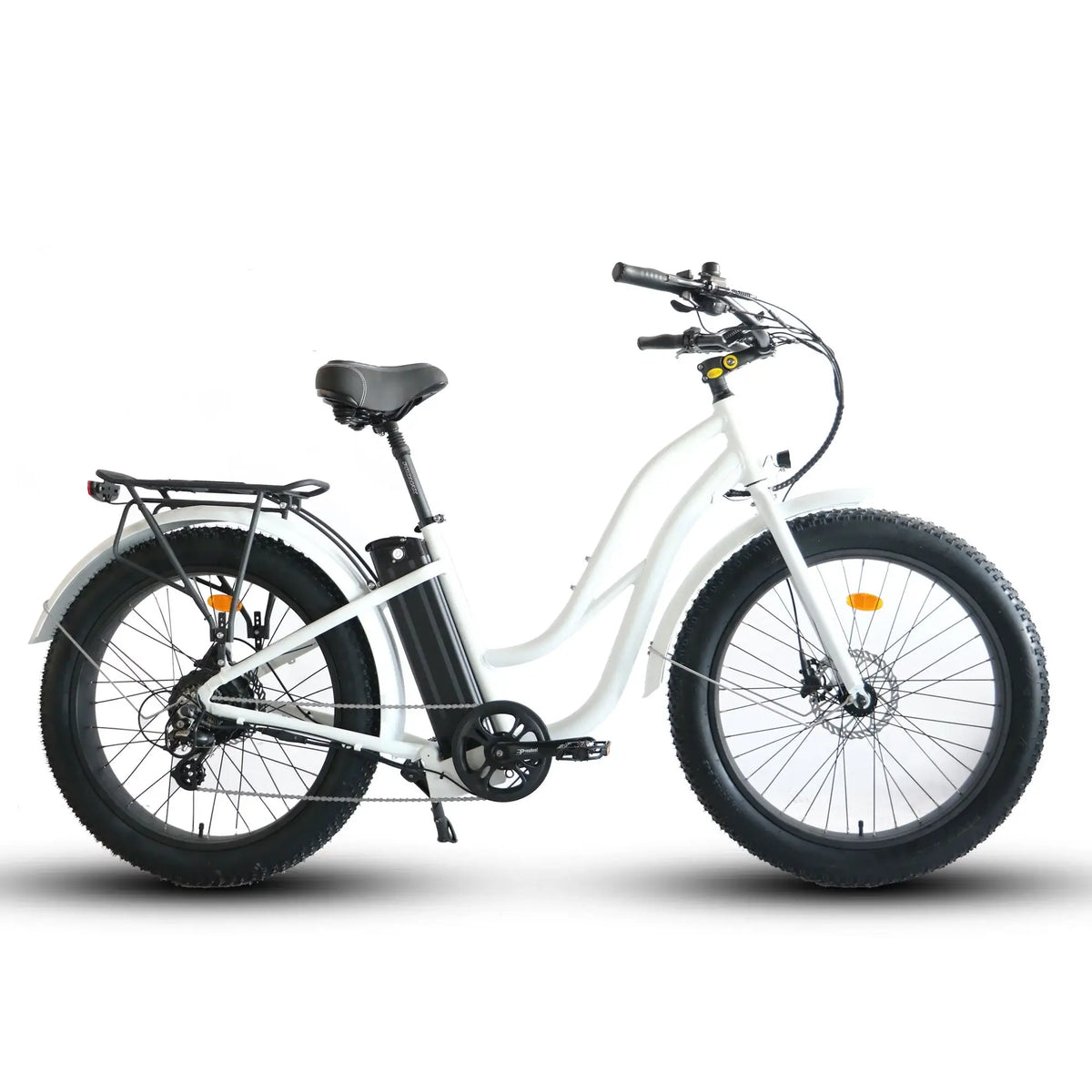 Coastal Cruiser Beach Cruiser 750W 52V 26x4 Step-Thru Fat Tire Electric Bike White Right Side