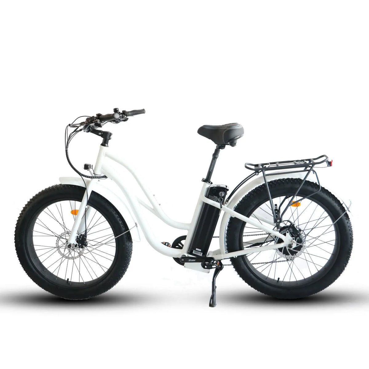 Coastal Cruiser Beach Cruiser 750W 52V 26x4 Step-Thru Fat Tire Electric Bike White Left Side