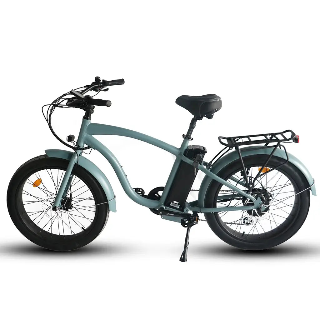 Coastal Cruiser Classic Beach Cruiser 750W 52V 24x3 Step Over Electric Bike Gray Left Side