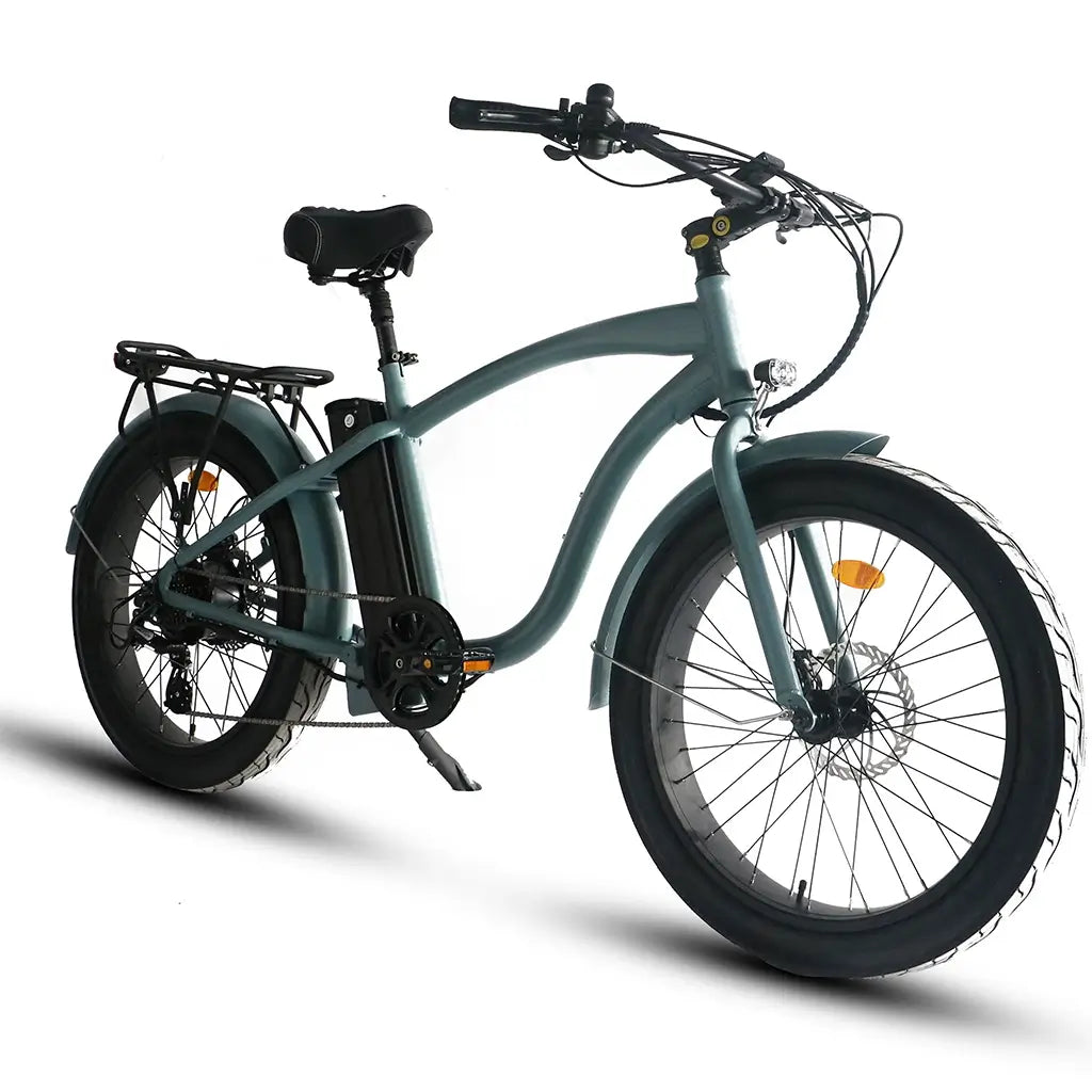 Coastal Cruiser Classic Beach Cruiser 750W 52V 24x3 Step Over Electric Bike Gray Slant