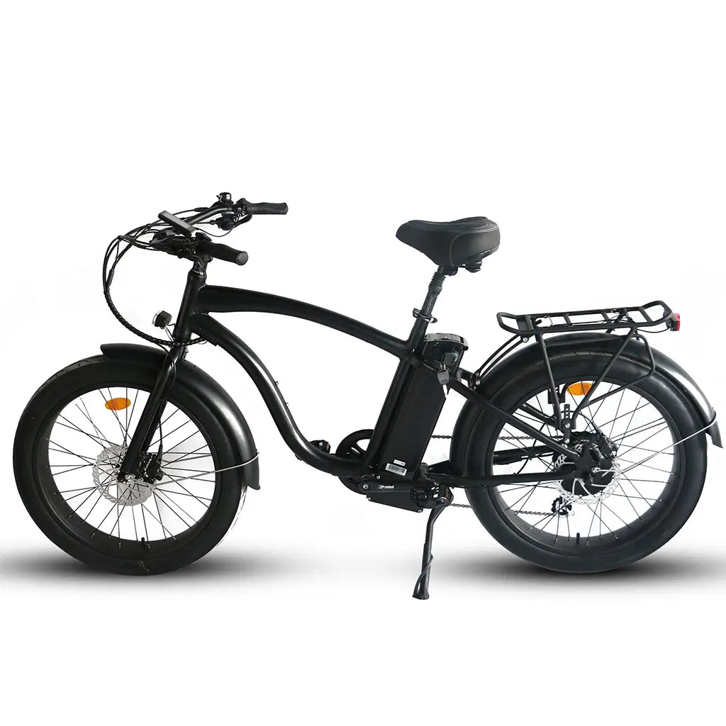 Coastal Cruiser Classic Beach Cruiser 750W 52V 24x3 Step Over Electric Bike Black Left Side