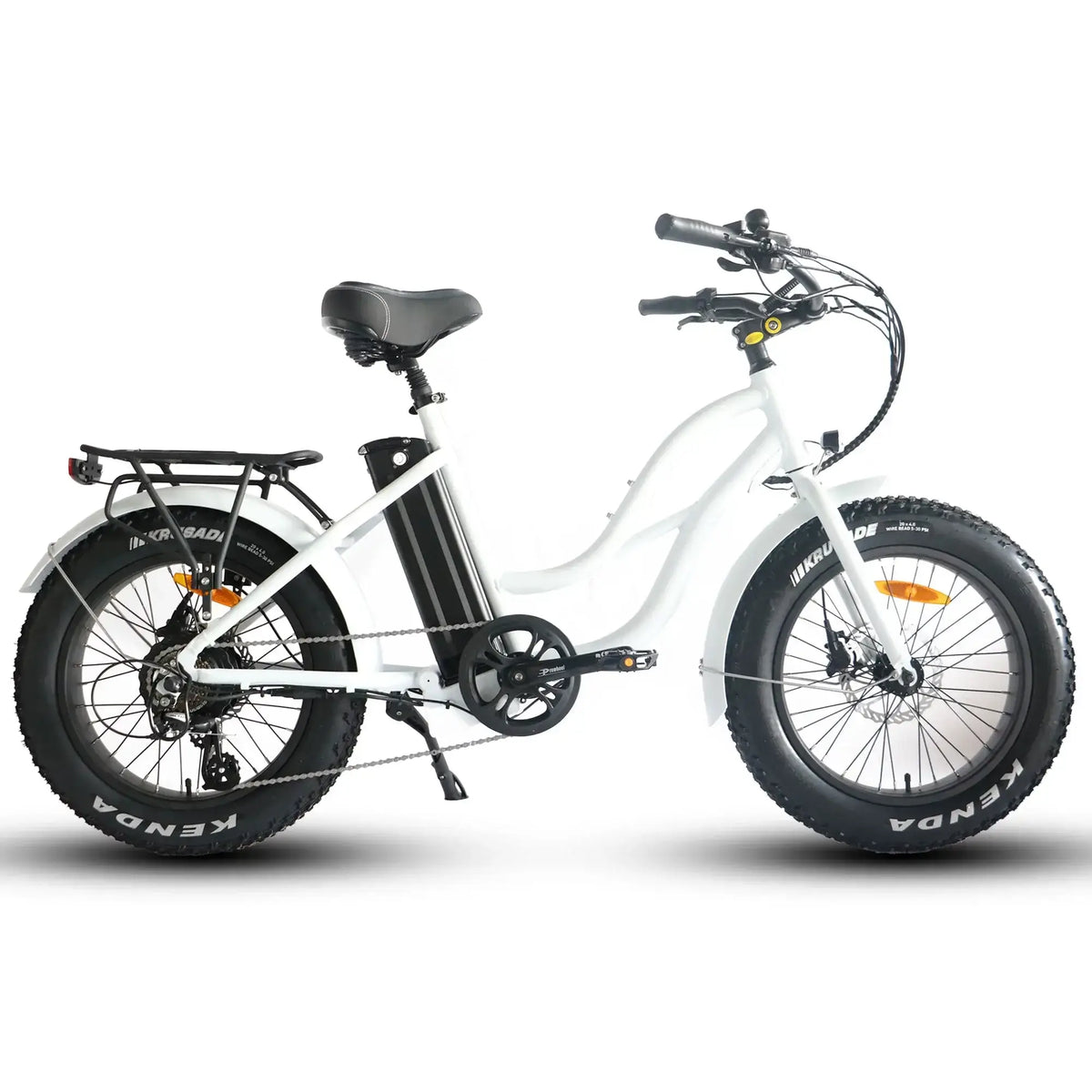 Coastal Cruiser Mini 20x4 750W 52V Fat Tire Step-Thru Beach Cruiser Electric Bike White Right Side