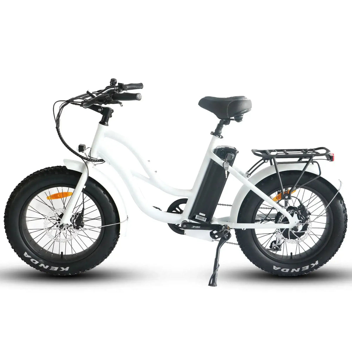 Coastal Cruiser Mini 20x4 750W 52V Fat Tire Step-Thru Beach Cruiser Electric Bike White Left Side