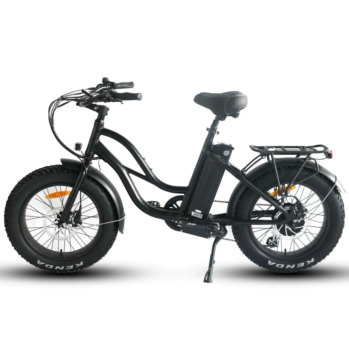 Coastal Cruiser Mini 20x4 750W 52V Fat Tire Step-Thru Beach Cruiser Electric Bike Black Left Side View