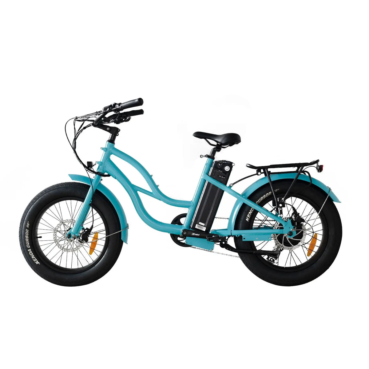Coastal Cruiser Mini 20x4 750W 52V Fat Tire Step-Thru Beach Cruiser Electric Bike Teal Left Side
