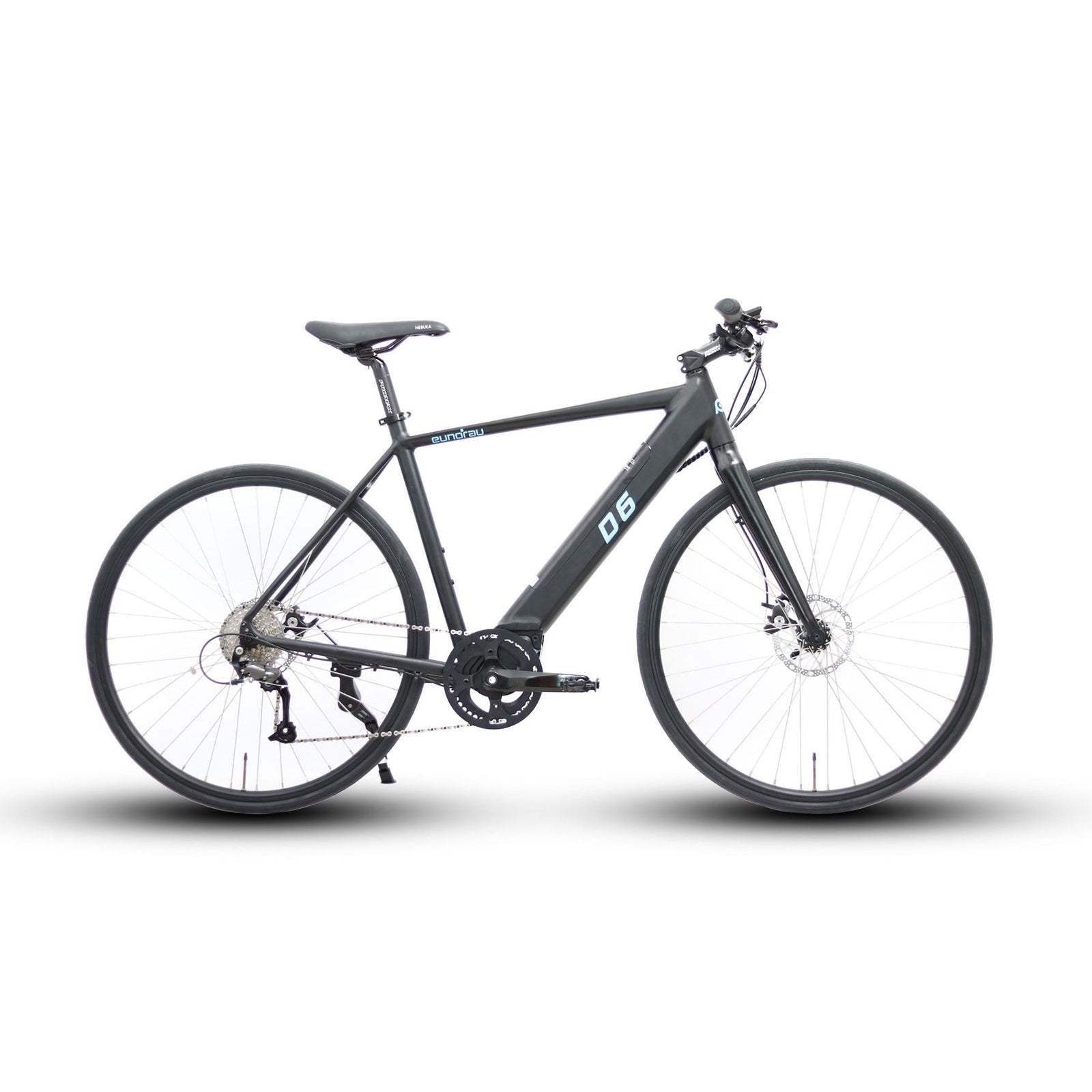 Eunorau D6 Mid Motor 36V 250W Torque Sensor Commuter Electric Bike Black