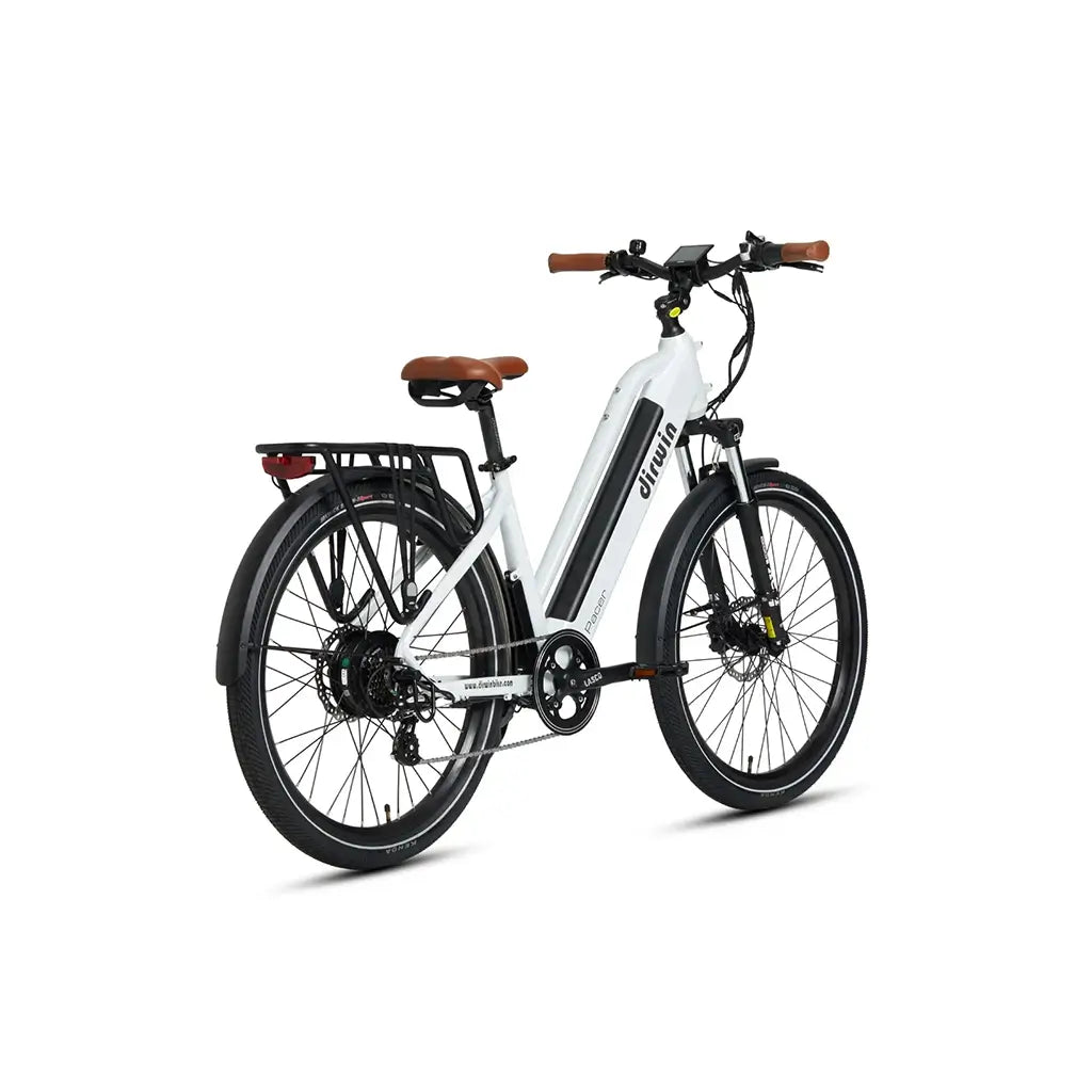 Dirwin Pacer 500W 48V Step Through Commuter Electric Bike White Rear Slant