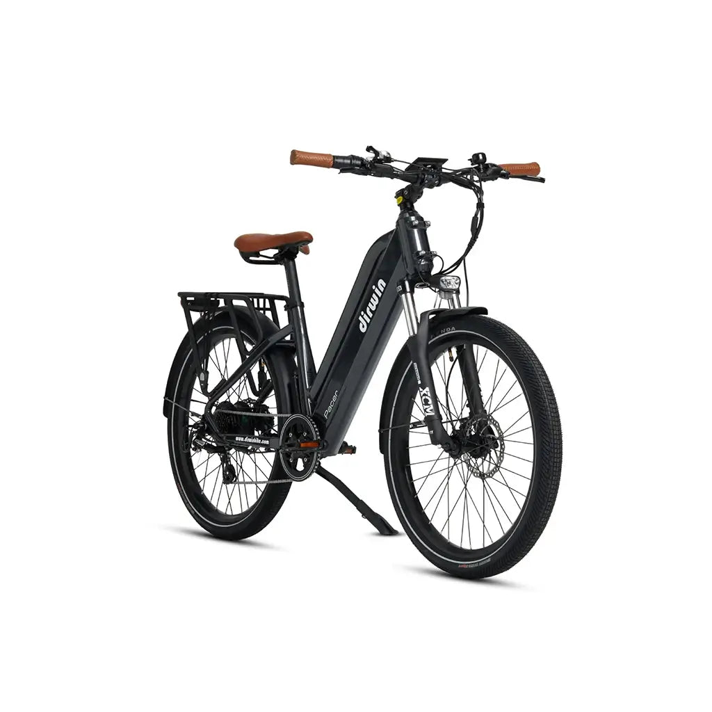 Dirwin Pacer 500W 48V Step Through Commuter Electric Bike Grey Front Slant