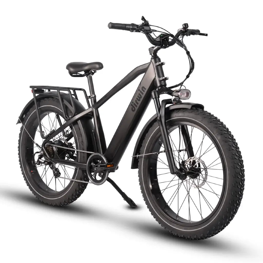 Dirwin Pioneer 750W 48V All-Terrain Fat Tire Electric Bike Black Angle View