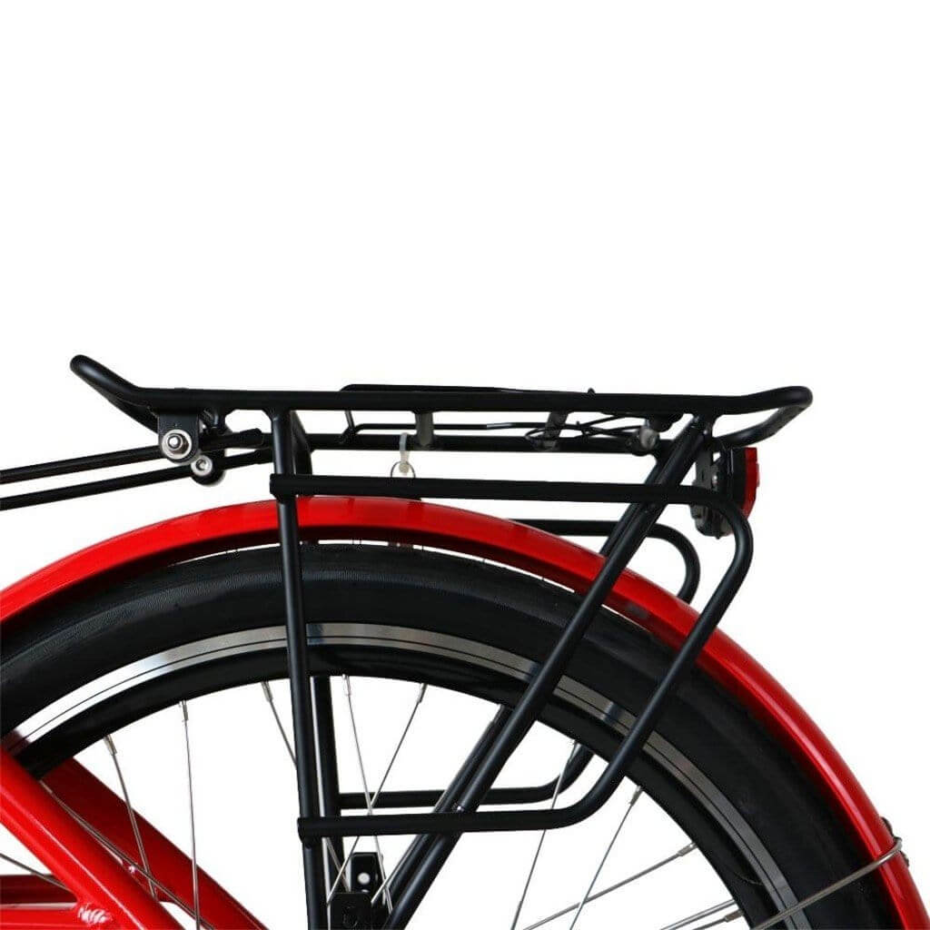 EUNORAU E-TORQUE Step-Through 350W 36V Cruiser Electric Bike -Red - Back Rack