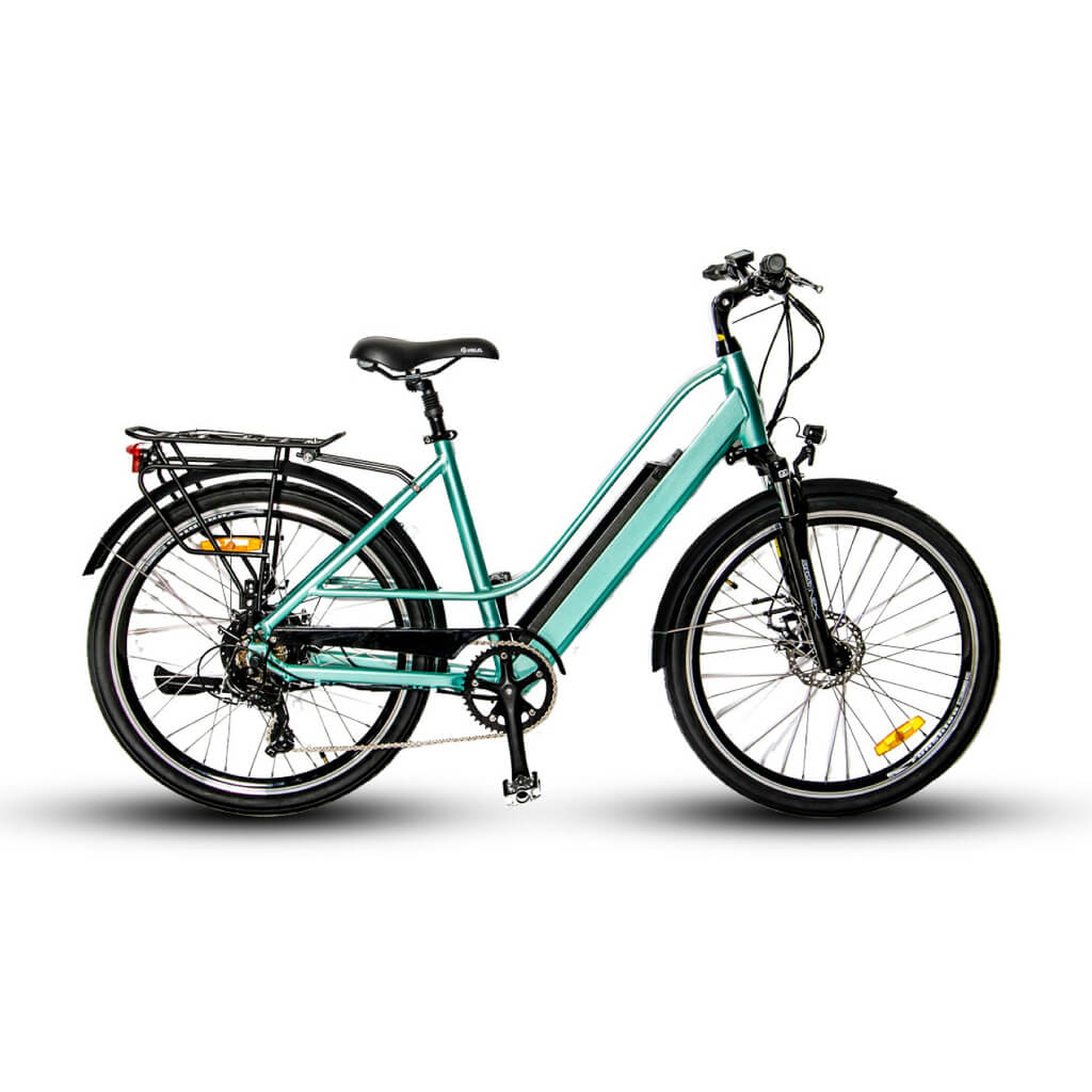EUNORAU E-TORQUE Step-Through 350W 36V Cruiser Electric Bike - Green- Right View