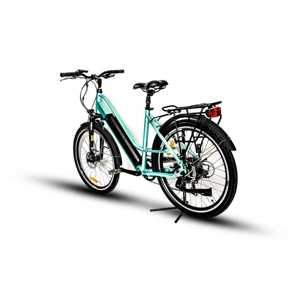 EUNORAU E-TORQUE Step-Through 350W 36V Cruiser Electric Bike - Green- Back View