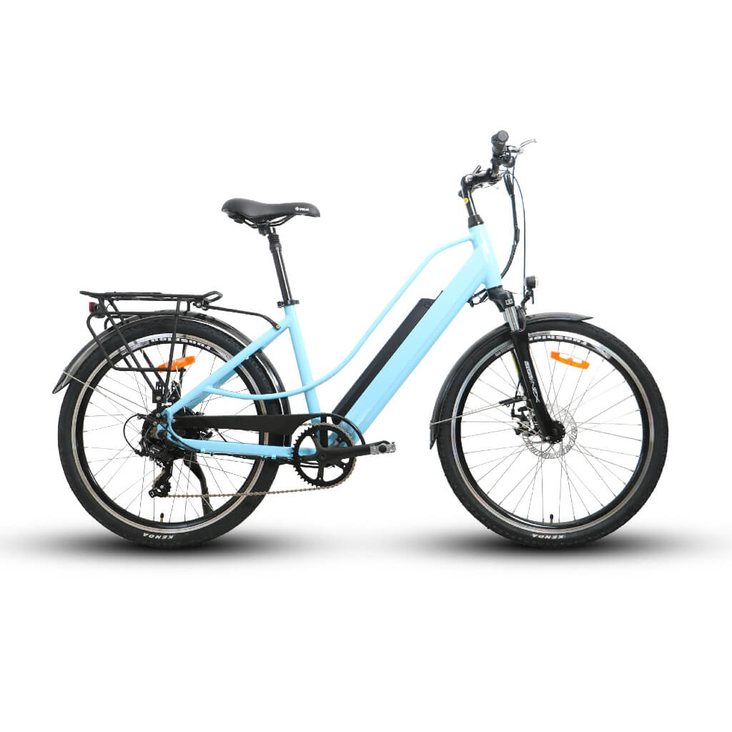 EUNORAU E-TORQUE Step-Through 350W 36V Cruiser Electric Bike - Blue - Right View