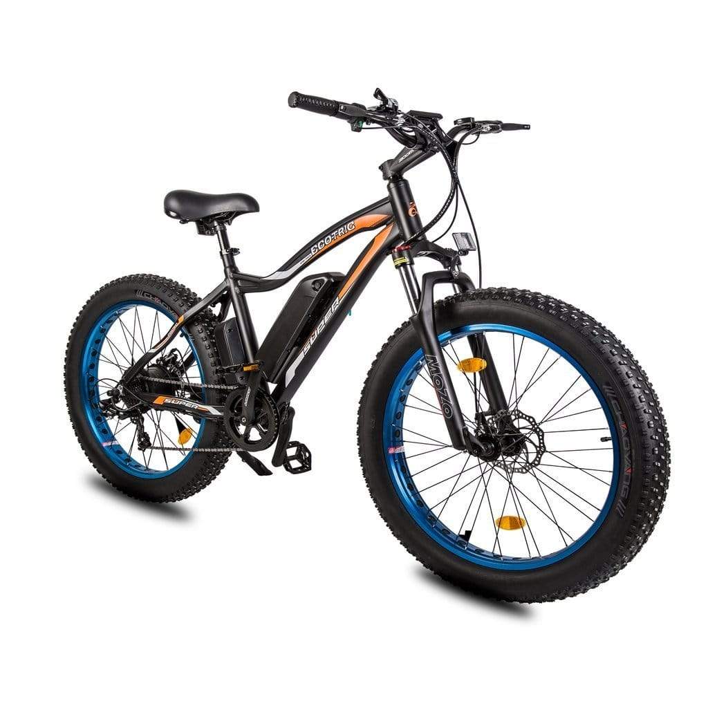 Ecotric Rocket 500W-Beach Snow 36V Fat Tire Electric Bike blue Right Angle