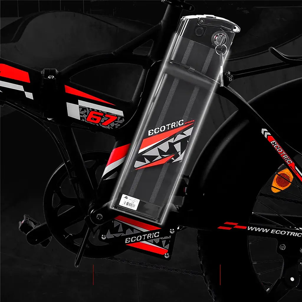 Ecotric 48V 500W Fat Tire Portable Folding Electric Bike with LCD Display Matt battery