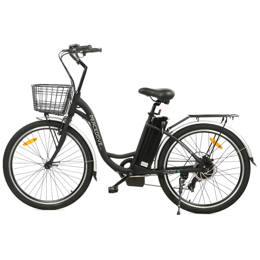 Ecotric Peacedove 36V 350W Step Through City Commuter Electric Bike-Black-Side View