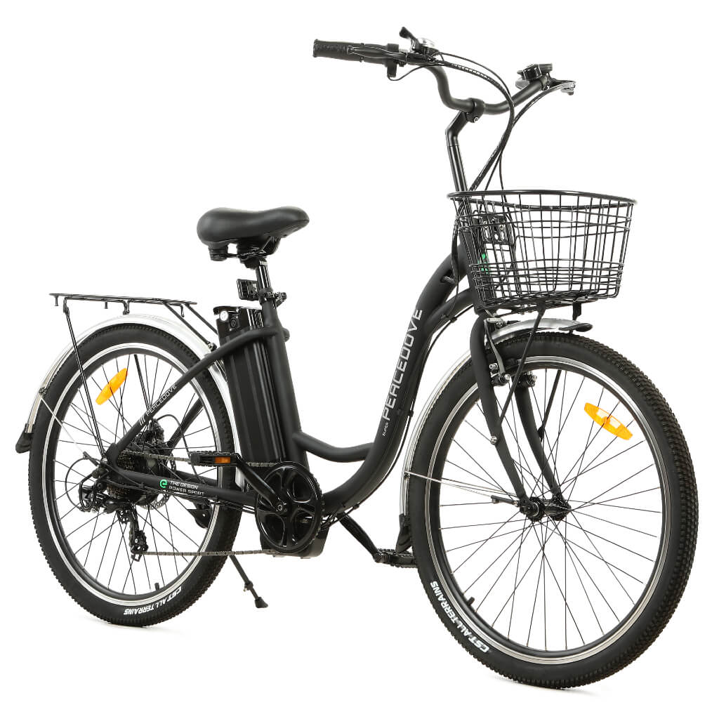 Ecotric Peacedove 36V 350W Step Through City Commuter Electric Bike-Black-Side View